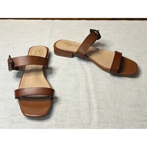 New York And Company Low Heels Sandal Cognac Brown Size 9 EUC